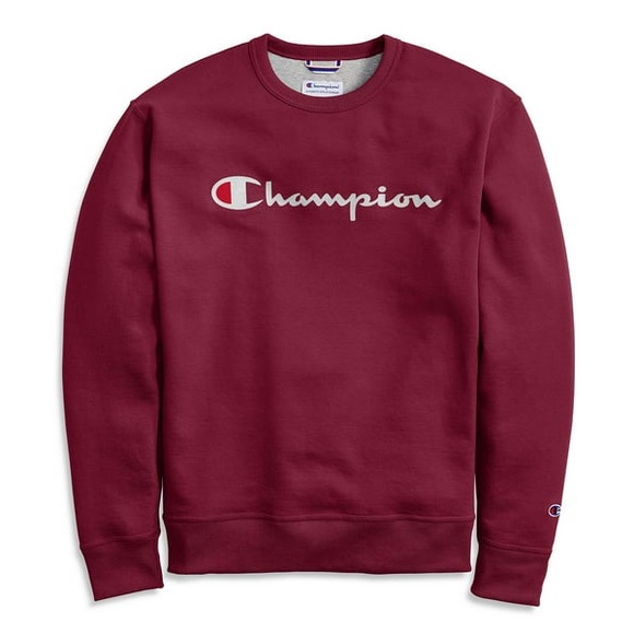 Champion Vintage Graphic Logo Crew Neck Pullover Sweatshirt Burgundy Red 2XL XXL - Picture 1 of 8